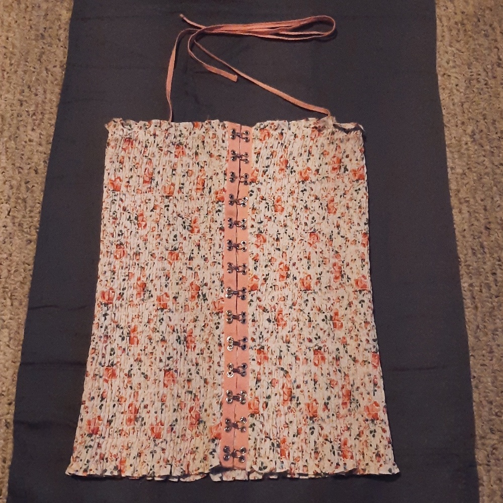 Vintage Betsey Johnson Floral Pink Corset Top